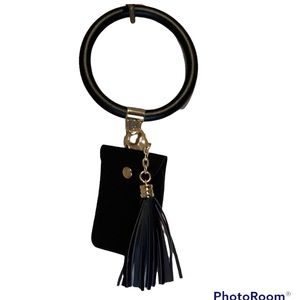 Wristlet Keychain Black Bracelet LeatherTassel NEW